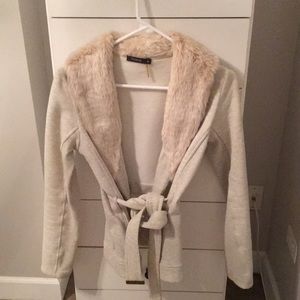 Fur neck cardigan
